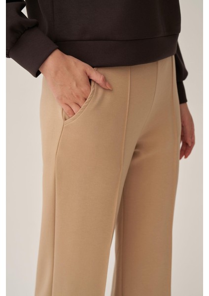 Bej-Yumuşak Dokulu Palazzo Pantolon fırsatları