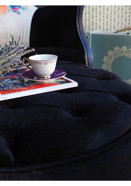 Siyah Renk Kapitoneli 70*40 cm Dekoratif Püsküllü Vintage Puf fiyatları