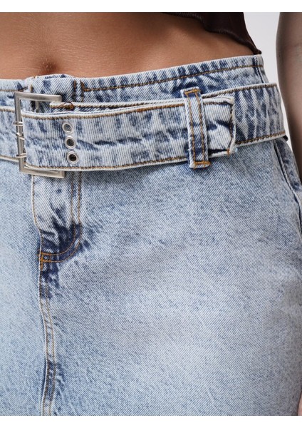 Eyesof Kemer Detay Denim Mini Etek fırsatları