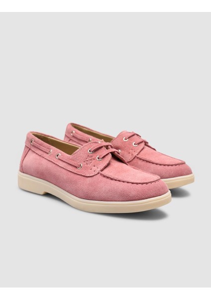 %100 Hakiki Deri Pudra Ip Detaylı Süet Kadın Loafer fiyatları