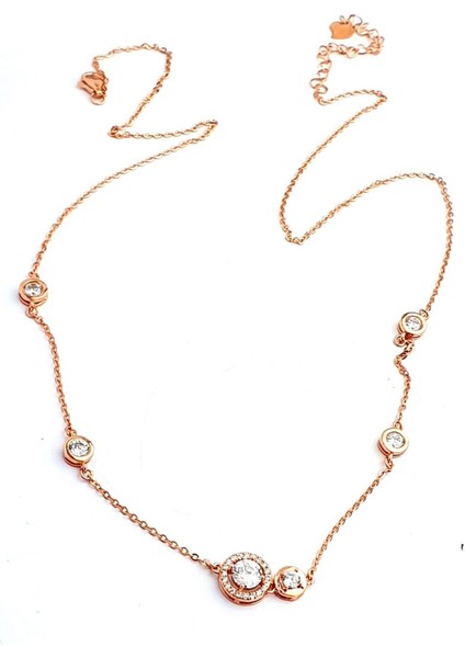 Zinciri zirkon Taş Detaylı 925ayar Gümüş İtalyan Tasarımı Kolye