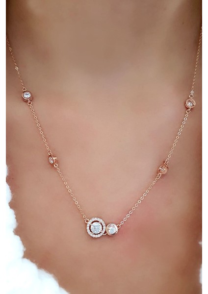 Zinciri zirkon Taş Detaylı 925ayar Gümüş İtalyan Tasarımı Kolye fiyatları