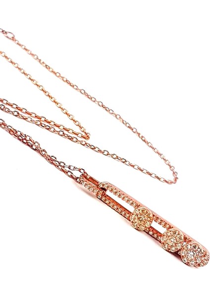 Zirkon Taşlı Ortadaki taşları hareketli trend Gümüş Kolye