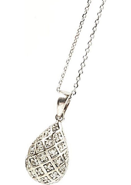 Zirkon Taşlı Gümüş Altın İşçiliğinde Kolye