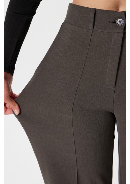 Likra Serisi Lift Süs Dikişli Esnek Antrasit Palazzo Pantolon modelleri