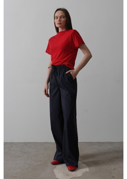 Eyesof Beli Lastikli Bol Paça Pantolon - Lacivert modelleri
