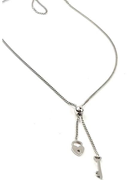 Kalpli İtalyan tasarımı gümüş bayan kolye