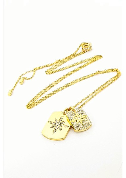 İtaltan Tasarımı Ayarlanabilir Asansör Zincirlği Gümüş Altın Kaplama Kutup Yıldızı Kolye