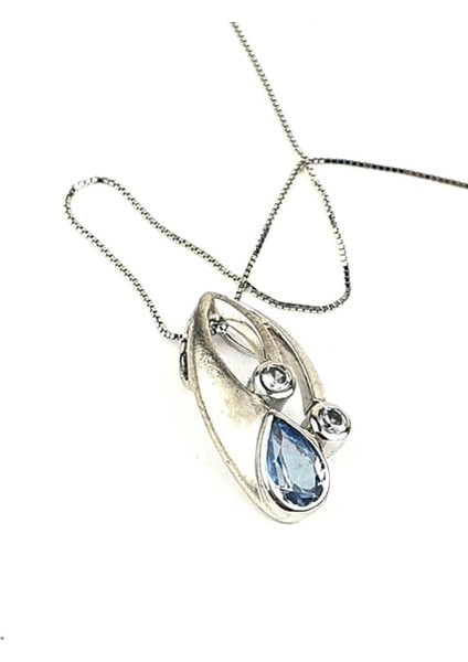 Aquamarin taşlı 925 ayar gümüş tasarım kolye fiyatları