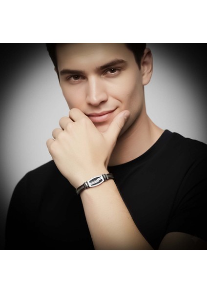 Deri Kordonlu Çelik Halat Erkek Bileklik 31684B17D6 fiyatları