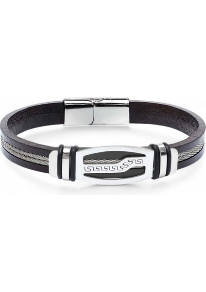 Deri Kordonlu Çelik Halat Erkek Bileklik 31684B17D6 indirimleri