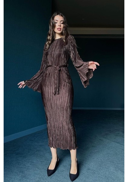 Eyesof Kahverengi Ispanyol Kol Piliseli Elbise fiyatları