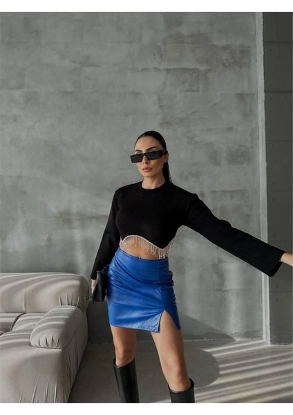 Eyesof Kapitone Deri Etek Yırtmaçlı - Saks fiyatları