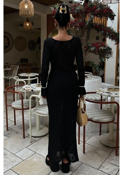 Eyesof Püskül Bağcık Detaylı V Yaka Ajurlu Elbise 2850 fırsatları