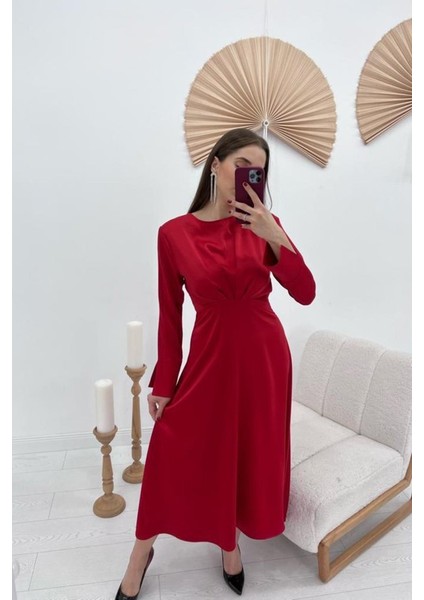 Eyesof Kırmızı Saten Uzun Elbise fiyatları