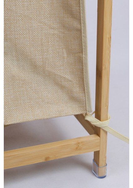 Bambu 3 Raflı Kumaş Sepetli Banyo Düzenleyici Kirli Çamaşır Sepeti DB-0046