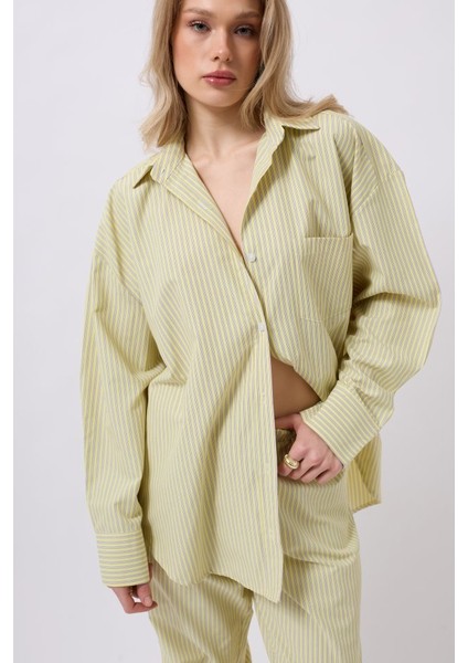 Eyesof Çizgili Cep Detay Gömlek fırsatları