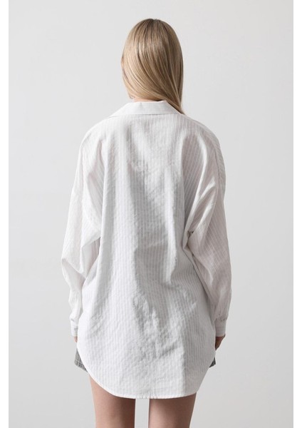 Eyesof Çizgili Uzun Kol Gömlek - Beyaz fırsatları