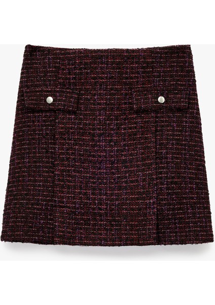 Cep Detaylı Düğmeli A Kesim Slim Fit Tüvit Mini Etek modelleri