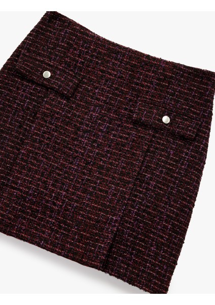 Cep Detaylı Düğmeli A Kesim Slim Fit Tüvit Mini Etek indirimleri