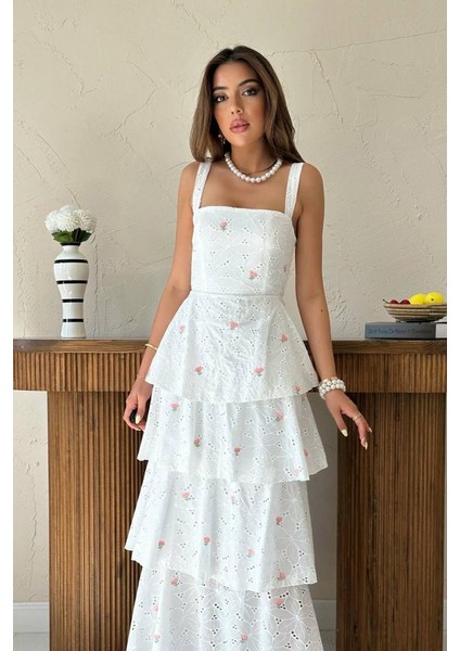 Eyesof Pembe Kat Kat Arkası Bağlamalı Elbise modelleri