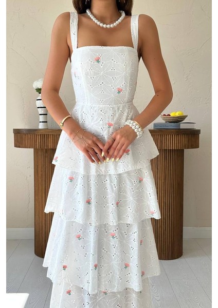 Eyesof Pembe Kat Kat Arkası Bağlamalı Elbise fırsatları