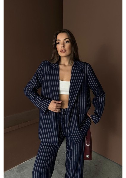 Eyesof Lacivert Çizgili Ceket ve Pantolon Takım fırsatları