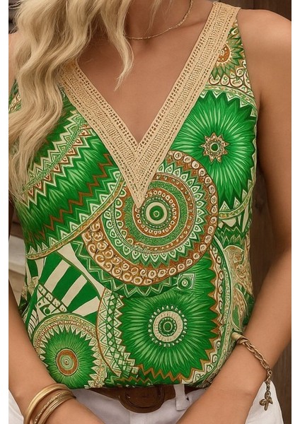 Eyesof Kadın Askılı V Yaka Dantelli Süprem Bluz fiyatları