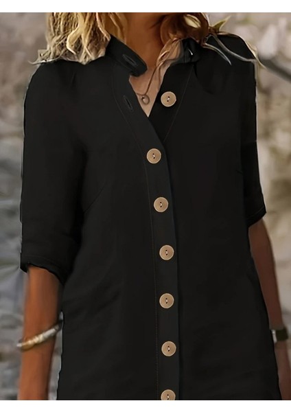 Eyesof Kadın Kısa Kollu Hakim Yaka Önden Düğmeli Kısa Müslim Elbise fiyatları