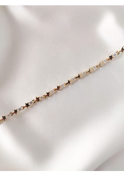 14 Ayar Altın Kaplama Mini Sıralı Yıldız Bileklik