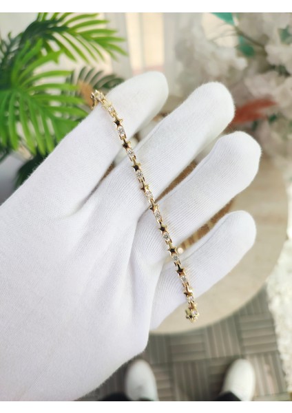 14 Ayar Altın Kaplama Mini Sıralı Yıldız Bileklik fiyatları