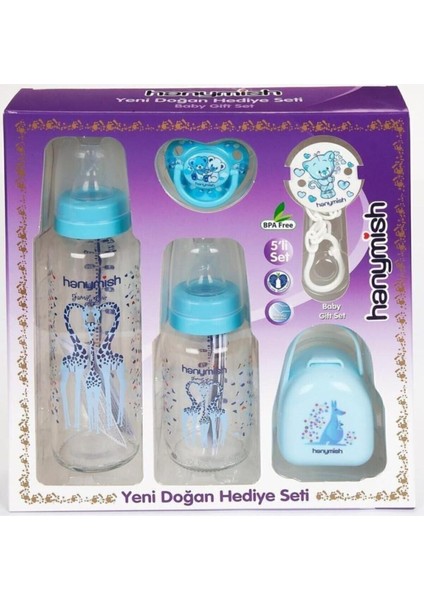 Cam Biberon ve Emzik Seti 5'li, Mavi, Güvenli ve Sağlıklı Bebek Beslenmesi