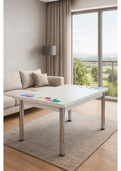 Yandan Açılır Büyüyen Cam Mutfak Masası Damla 60 x 90 cm Sadece Masa