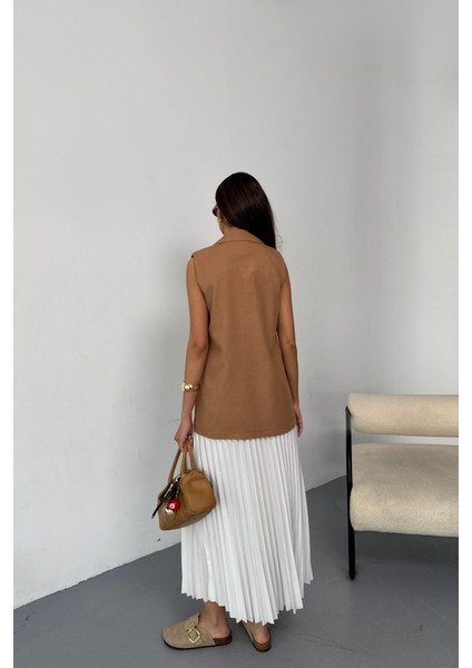 Eyesof Gold Düğmeli Keten Yelek - Kahverengi fiyatları