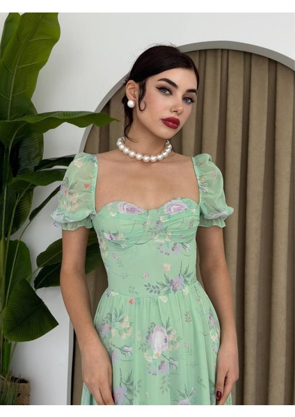 Eyesof Şifon Kumaş Dijital Desen Baskılı Elbise