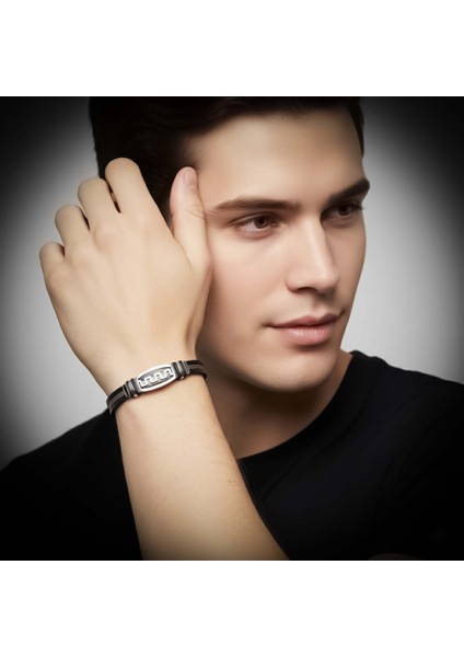 Meander Motifli Çelik Halatlı Deri Erkek Bileklik 31684B17D1 fiyatları