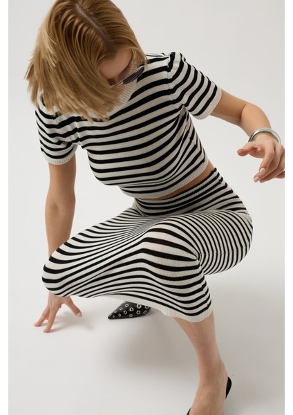 Eyesof Çizgili Midi Dokulu Etek indirimleri