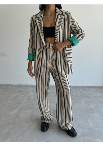Eyesof Ottoman Çizgili Ceket-Pantolon Tk - Bej fiyatları