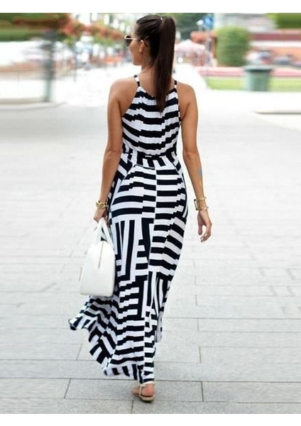 Eyesof Kadın Ayarlanabilir Askılı Geometrik Desen Kuşaklı Gipeli Süprem Elbise fiyatları