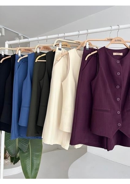 Eyesof Midi Şortlu ve Yelekli Viscon Takım 10167