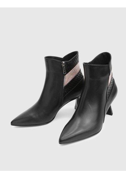 Vaness Hakiki Baskılı Deri Siyah Kadın Topuklu Bot fiyatları