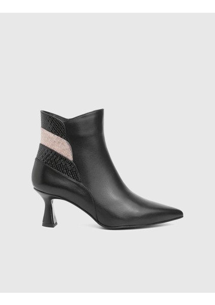 Vaness Hakiki Baskılı Deri Siyah Kadın Topuklu Bot modelleri