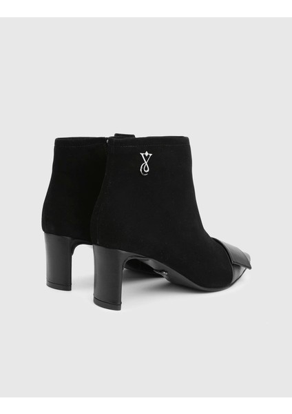 Ernesta Hakiki Süet Deri Siyah Kadın Siyah Topuklu Bot indirimleri