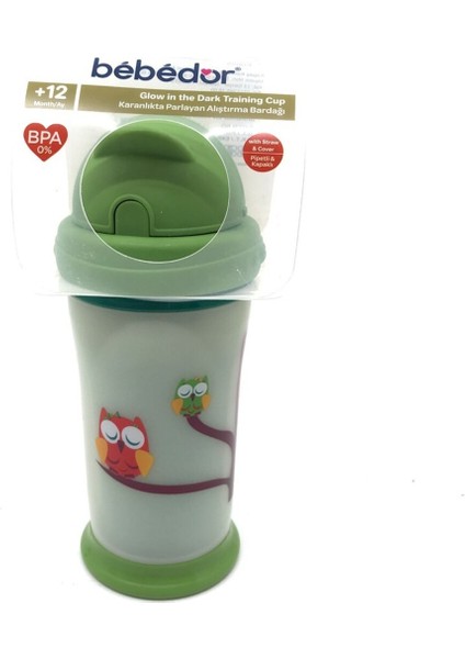 Karanlıkta Parlayan Pipetli Çocuk Öğrenme Bardak 240 ml