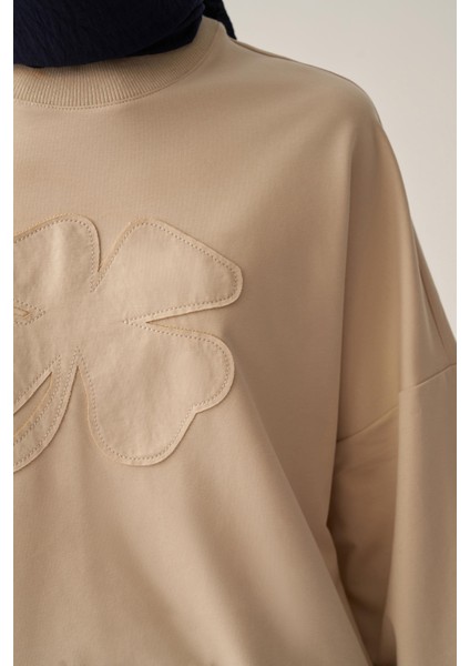 Taş-Pamuklu Aplikeli Sweatsirt fırsatları