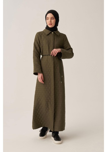 Haki-Deri Kemerli Kapitone Ferace