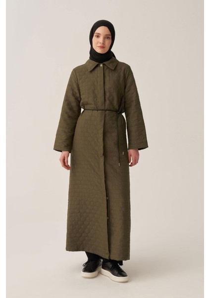 Haki-Deri Kemerli Kapitone Ferace fiyatları