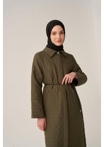 Haki-Deri Kemerli Kapitone Ferace indirimleri