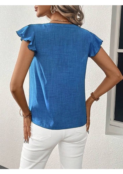 Eyesof Kadın Kısa Kelebek Kollu V Yakalı Bluz modelleri