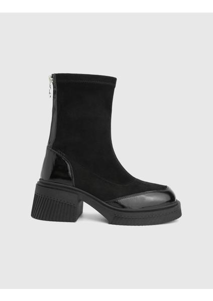 Breade Hakiki Süet Rugan Deri Siyah Kadın Topuklu Bot modelleri